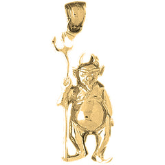 Yellow Gold-plated Silver Devil With Pitch Fork Pendant