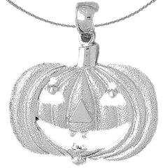 Sterling Silver Pumpkin Pendant (Rhodium or Yellow Gold-plated)
