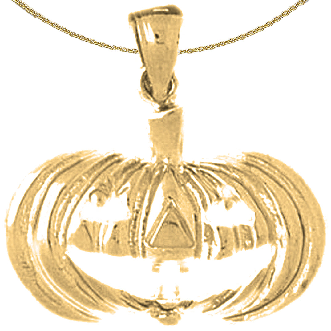 Sterling Silver Pumpkin Pendant (Rhodium or Yellow Gold-plated)