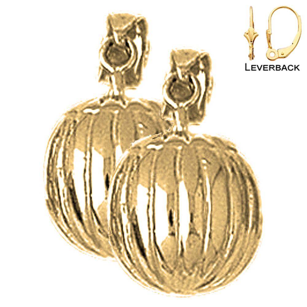 14K or 18K Gold 18mm 3D Pumpkin Earrings