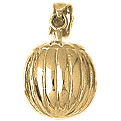 Yellow Gold-plated Silver 3D Pumpkin Pendant
