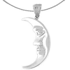 Sterling Silver Moon Pendant (Rhodium or Yellow Gold-plated)