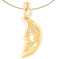 Sterling Silver Moon Pendant (Rhodium or Yellow Gold-plated)