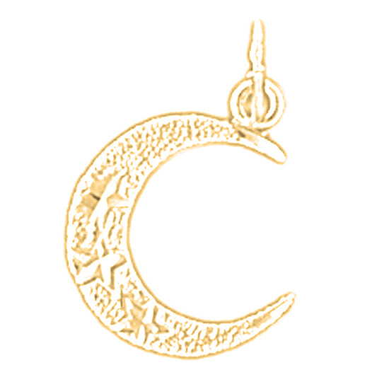 Yellow Gold-plated Silver Moon Pendant