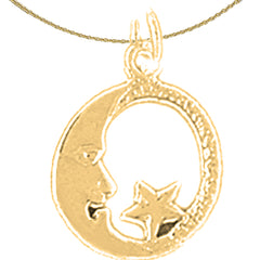 Colgante de luna con estrella de plata de ley (bañado en rodio o oro amarillo)
