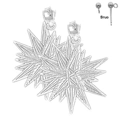 Sterling Silver 29mm Shining Star Earrings (White or Yellow Gold Plated)