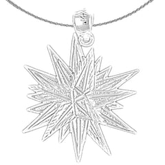 Sterling Silver Shining Star Pendant (Rhodium or Yellow Gold-plated)