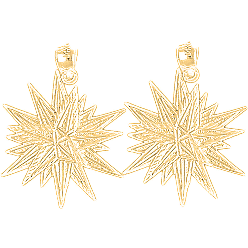 Yellow Gold-plated Silver 29mm Shining Star Earrings