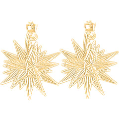 Yellow Gold-plated Silver 29mm Shining Star Earrings