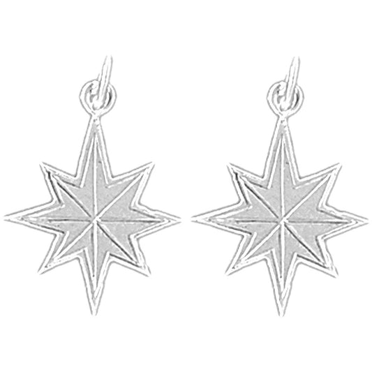 Sterling Silver 21mm Star Earrings