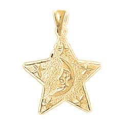Yellow Gold-plated Silver Moon And Star Pendant