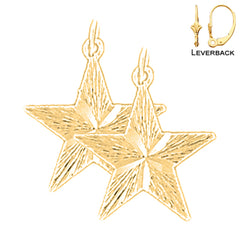 Sterling Silver 19mm Star Earrings (White or Yellow Gold Plated)