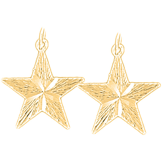 14K or 18K Gold 19mm Star Earrings