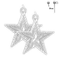 Sterling Silver 21mm Star Earrings (White or Yellow Gold Plated)