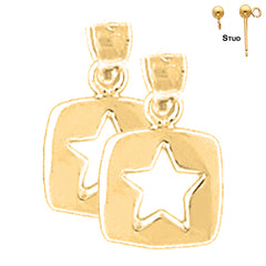 Sterling Silver 11mm Star Earrings (White or Yellow Gold Plated)
