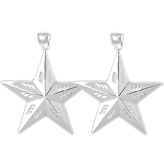Sterling Silver 43mm Star Earrings