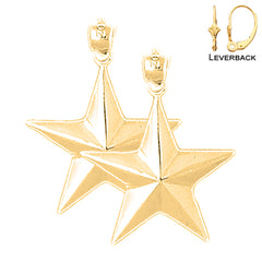 Sterling Silver 27mm Star Earrings (White or Yellow Gold Plated)