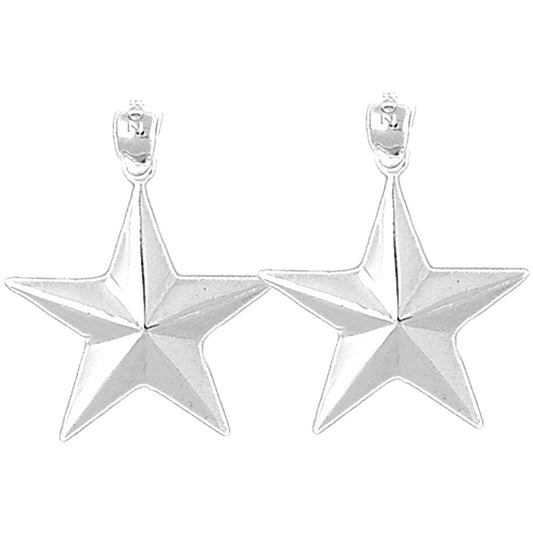 Sterling Silver 27mm Star Earrings