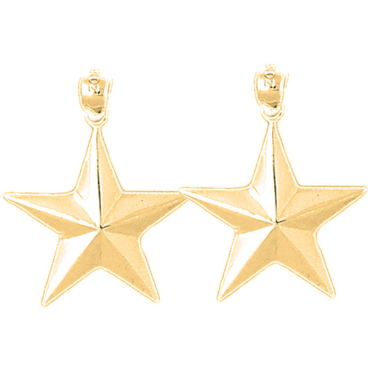 Yellow Gold-plated Silver 27mm Star Earrings