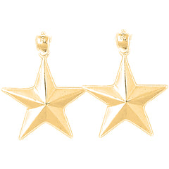 Yellow Gold-plated Silver 27mm Star Earrings