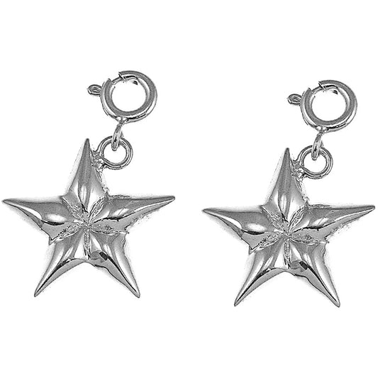 Sterling Silver 21mm Star Earrings