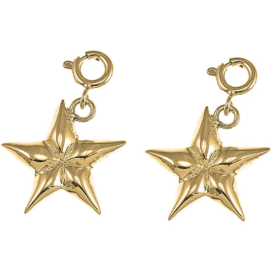Yellow Gold-plated Silver 21mm Star Earrings