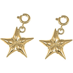 14K or 18K Gold 21mm Star Earrings