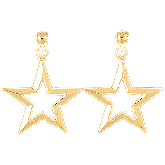 Yellow Gold-plated Silver 29mm Star Earrings