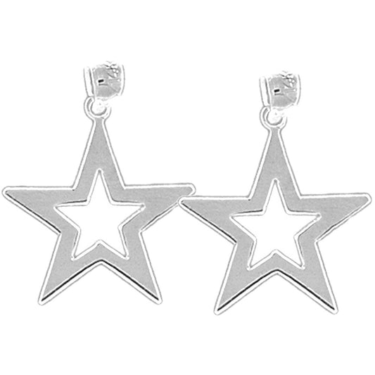 Sterling Silver 23mm Star Earrings