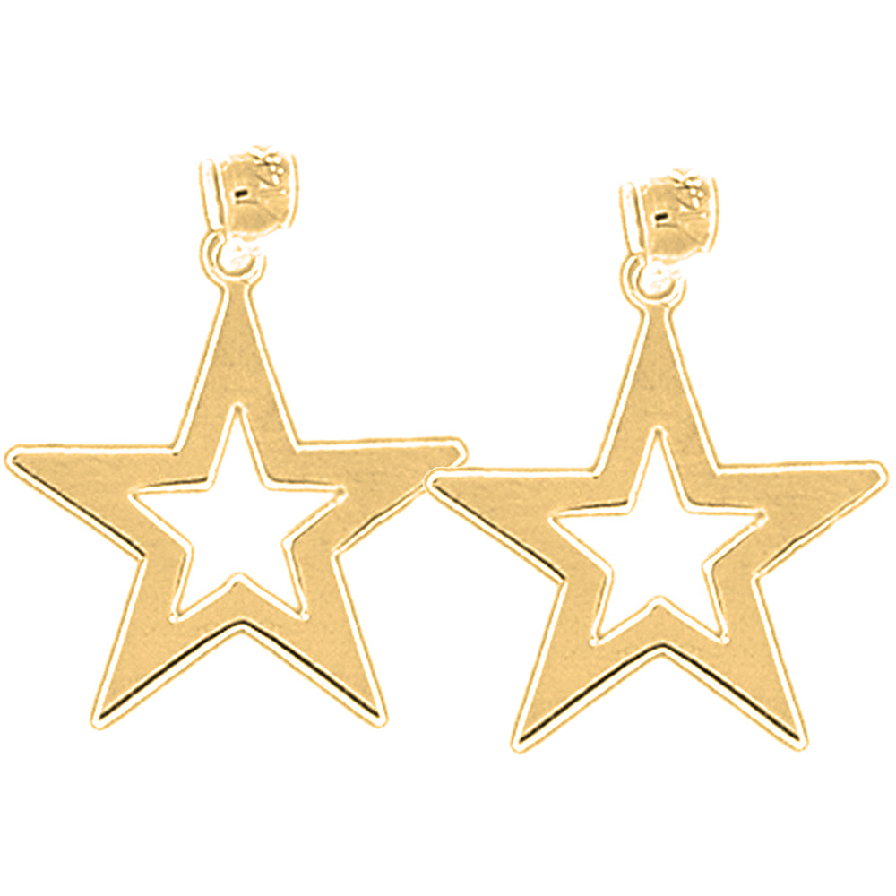 14K or 18K Gold 23mm Star Earrings