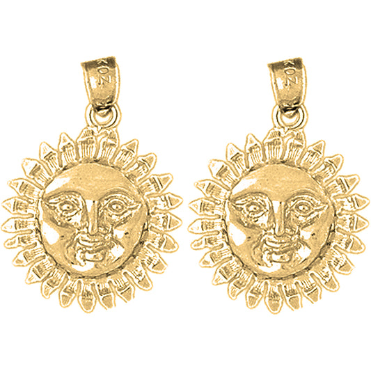 Yellow Gold-plated Silver 24mm Sun Earrings