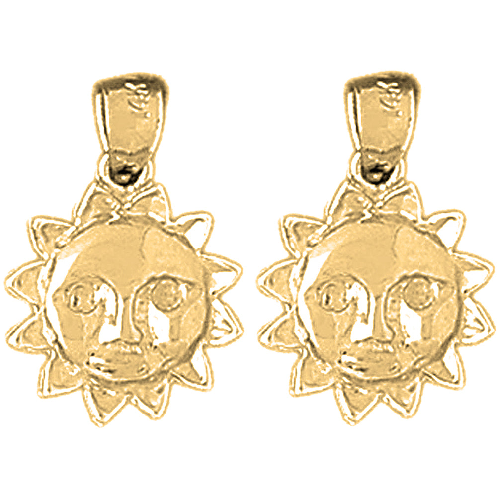 14K or 18K Gold 18mm Sun Earrings