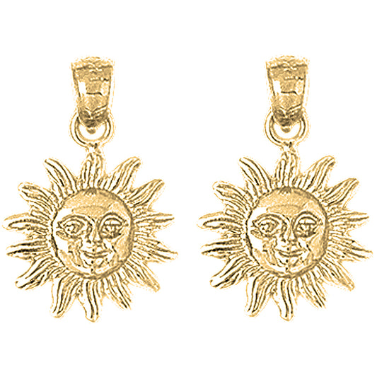 Yellow Gold-plated Silver 22mm Sun Earrings