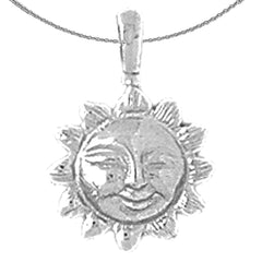 Sterling Silver Sun Pendant (Rhodium or Yellow Gold-plated)