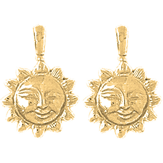 Yellow Gold-plated Silver 16mm Sun Earrings