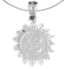 Sterling Silver Sun Pendant (Rhodium or Yellow Gold-plated)