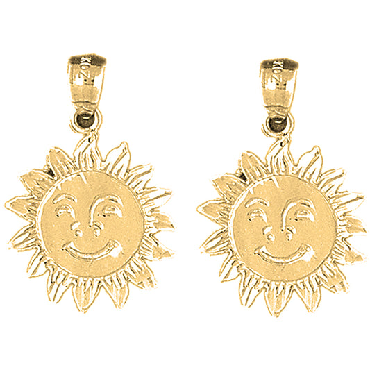 Yellow Gold-plated Silver 26mm Sun Earrings