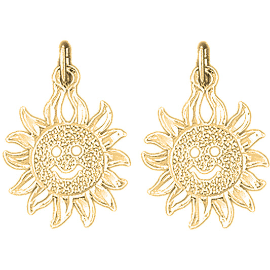 Yellow Gold-plated Silver 21mm Sun Earrings