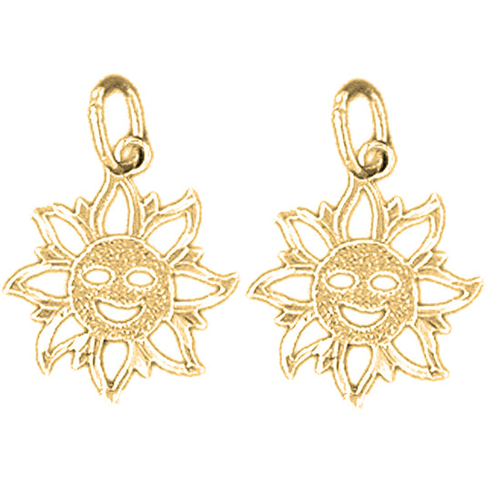 Yellow Gold-plated Silver 18mm Sun Earrings