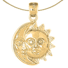 Anhänger Sonne und Mond aus Sterlingsilber (rhodiniert oder gelbvergoldet)