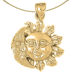 Colgante de sol y luna de plata de ley (bañado en rodio o oro amarillo)