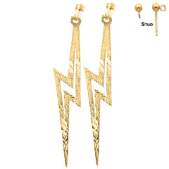 Sterling Silver 44mm Lightning Bolt Earrings (White or Yellow Gold Plated)