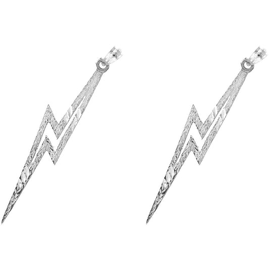 Sterling Silver 44mm Lightning Bolt Earrings
