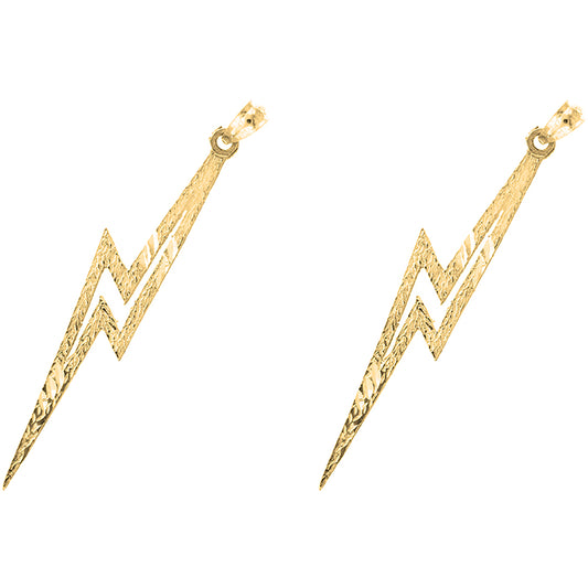 Yellow Gold-plated Silver 44mm Lightning Bolt Earrings
