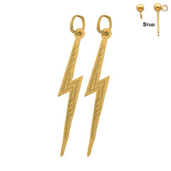 Sterling Silver 37mm Lightning Bolt Earrings (White or Yellow Gold Plated)