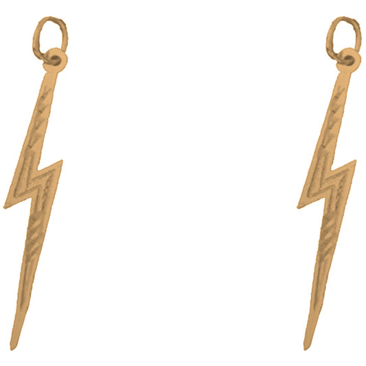 Yellow Gold-plated Silver 37mm Lightning Bolt Earrings