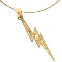 Sterling Silver Lightning Bolt Pendant (Rhodium or Yellow Gold-plated)