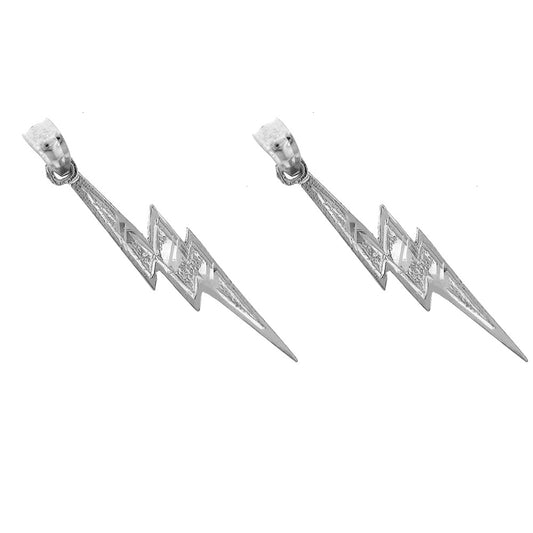 Sterling Silver 31mm Lightning Bolt Earrings