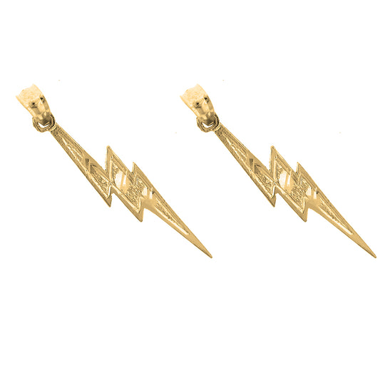 Yellow Gold-plated Silver 31mm Lightning Bolt Earrings