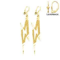 Sterling Silver 29mm Lightning Bolt Earrings (White or Yellow Gold Plated)
